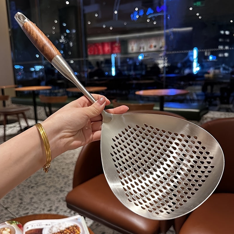 Stainless Steel Skimmer Strainer for Frying and Hot Pot, Large Kitchen Draining Tool with Dishwasher-Safe Design in 1 or 2-Piece Options for Home and Restaurant Use