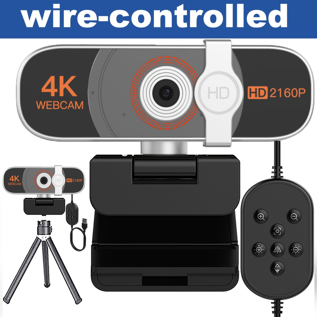 USB Autofocus 4K Webcam with Listed Dual Noise-Canceling Microphones and Privacy Cover, Three Silvery Gray Version Options for PC Meetings, Streaming and Online Classes