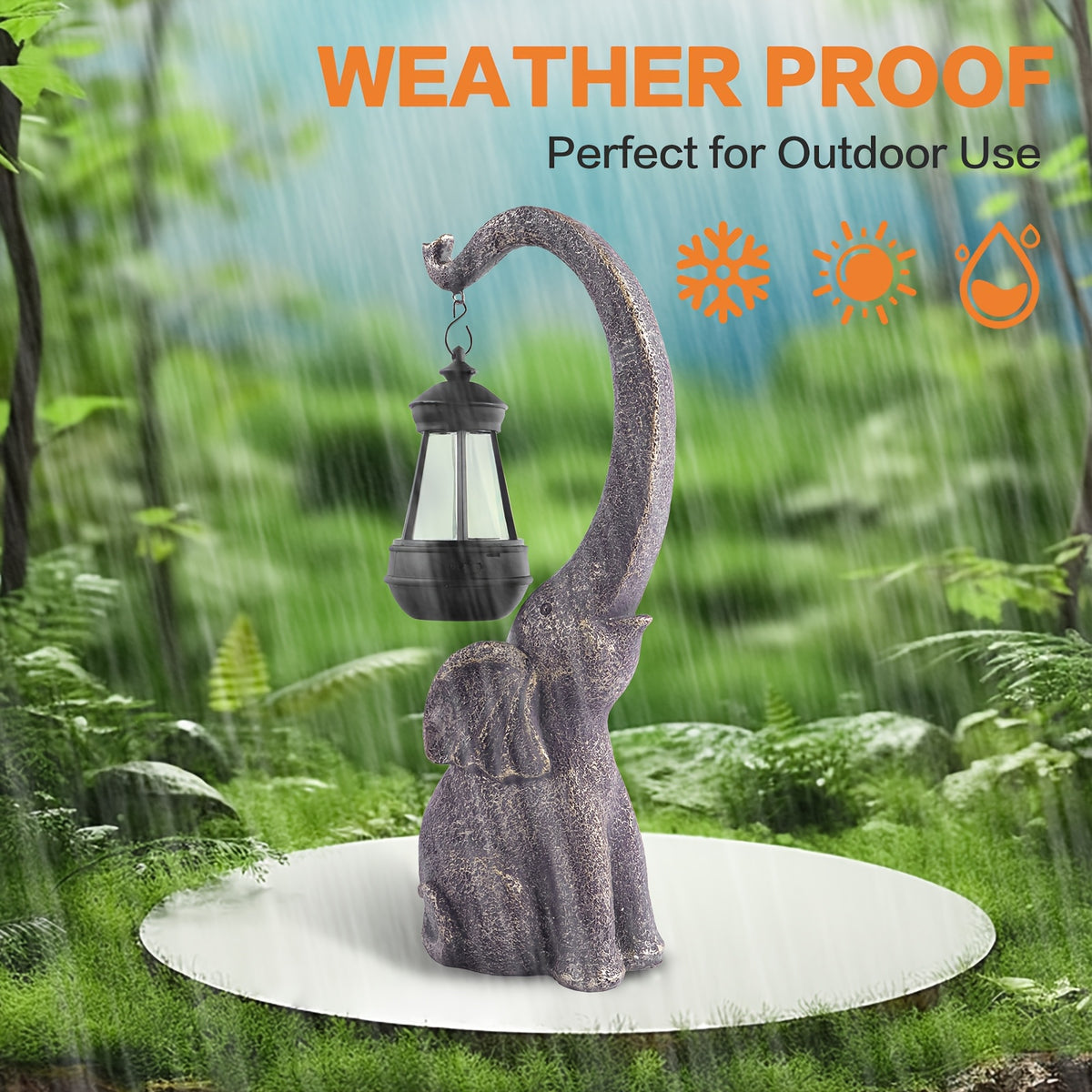 Solar Elephant Garden Statues with LED Light References, Two-Piece Option for Courtyard and Lawn Decoration, Animal Sculpture Housewarming Gifts for Garden Lovers
