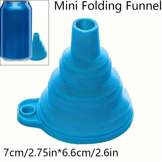 Collapsible Mini Funnel in Blue, Single Portable Plastic Kitchen Tool for Compatible Oil and Liquid Transfer with Fold-Down Design for Everyday Storage