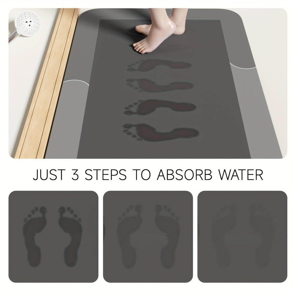 Soft Diatomite Bath Mat with PVC Backing in Blue or Pink, Three Size Options Including a Long Floor Mat for Bathroom, Kitchen and Laundry Room Decor