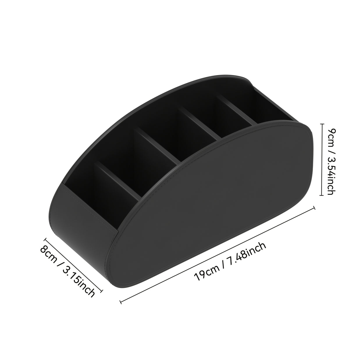 Desktop Remote Caddy with Five Compartments, Single PU-Labeled Organizer with Cardboard Frame for Compatible TV Remotes, Pens and Glasses on Bedside Tables