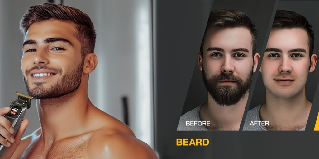 Cordless Grooming Tools by SUPRENT for Men, T-Blade Beard Trimmer or Hair Clippers with Listed LED Display and Rechargeable Power for Home Styling