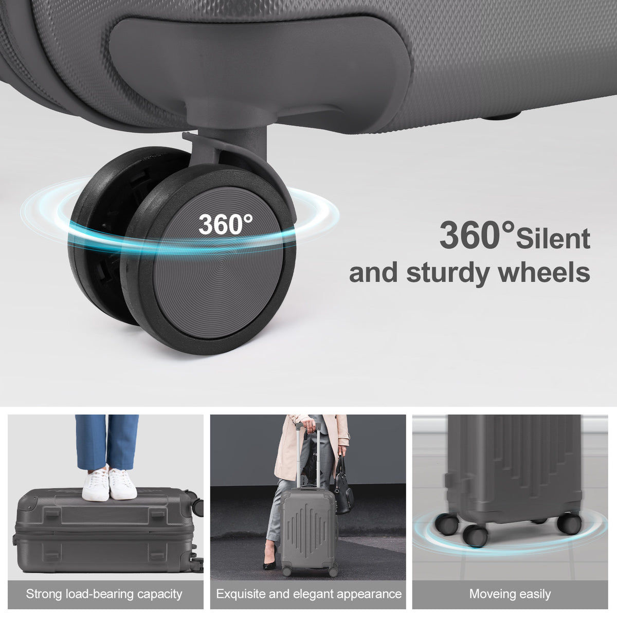 ABS Hardshell Spinner Luggage with Listed TSA Lock, 20, 24 or 28 Inch Size Options in Five Colors for Vacation Packing, Business Trips and Everyday Travel