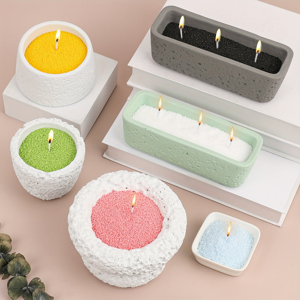 Sand Wax Candle Making Kit by BlingFun with Five Colors, 500g Total Granulated Wax and 20 Wicks for Adult Decorative Candle Crafts, Bright Color or Dark Options