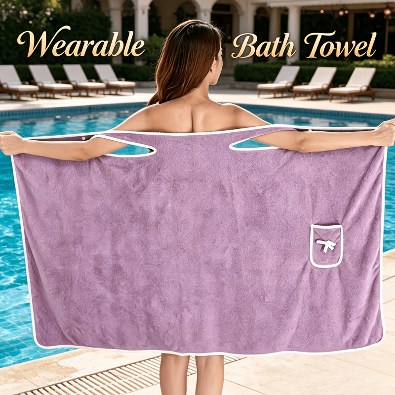 Strapless Bath Towel Wrap with Bow-Knot Closure, 100% Polyester Coral Fleece Fabric, Small and Large Size Options for Adult Bath and Beach Routines