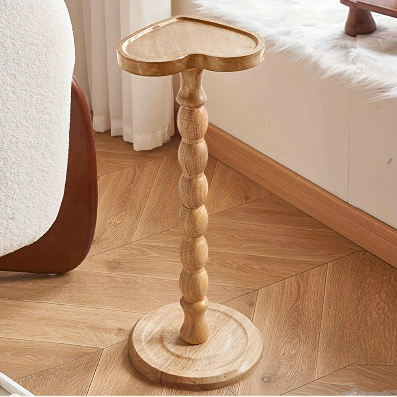 Pedestal Side Table with Heart, Clover, Gourd, Butterfly or Round Style Options, Wood, Walnut or Black Color Choices for Living Room and Bedroom Accents