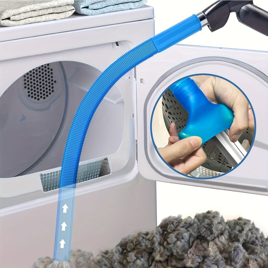 Dryer Vent Cleaner Hose, Flexible Plastic Vacuum Attachment with Elastic Connector for Lint Removal and Everyday Laundry Room Maintenance, Blue, 1 Piece
