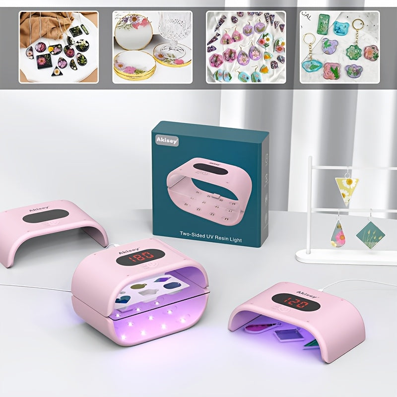 Double-Sided UV Resin Curing Lamp M24 with Listed 36W Power and 24 LEDs, Digital Display and 2, 3 or 5 Minute Settings, Pink or White for Jewelry Craft Projects