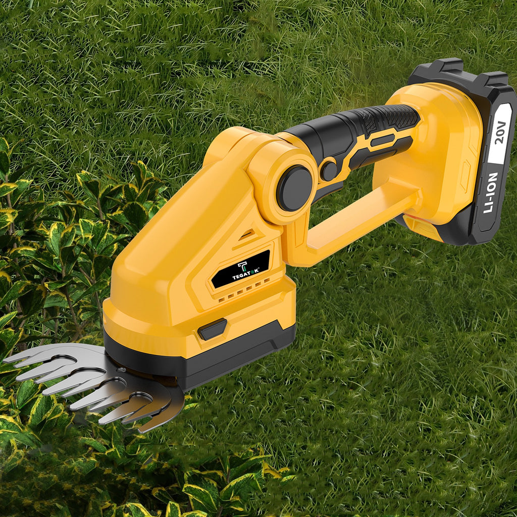 Cordless Hedge Trimmer by TEGATOK with Listed 20V Power, One- or Two-Battery Kit Options and Extended Model for Garden Shrub Trimming and Lawn Care