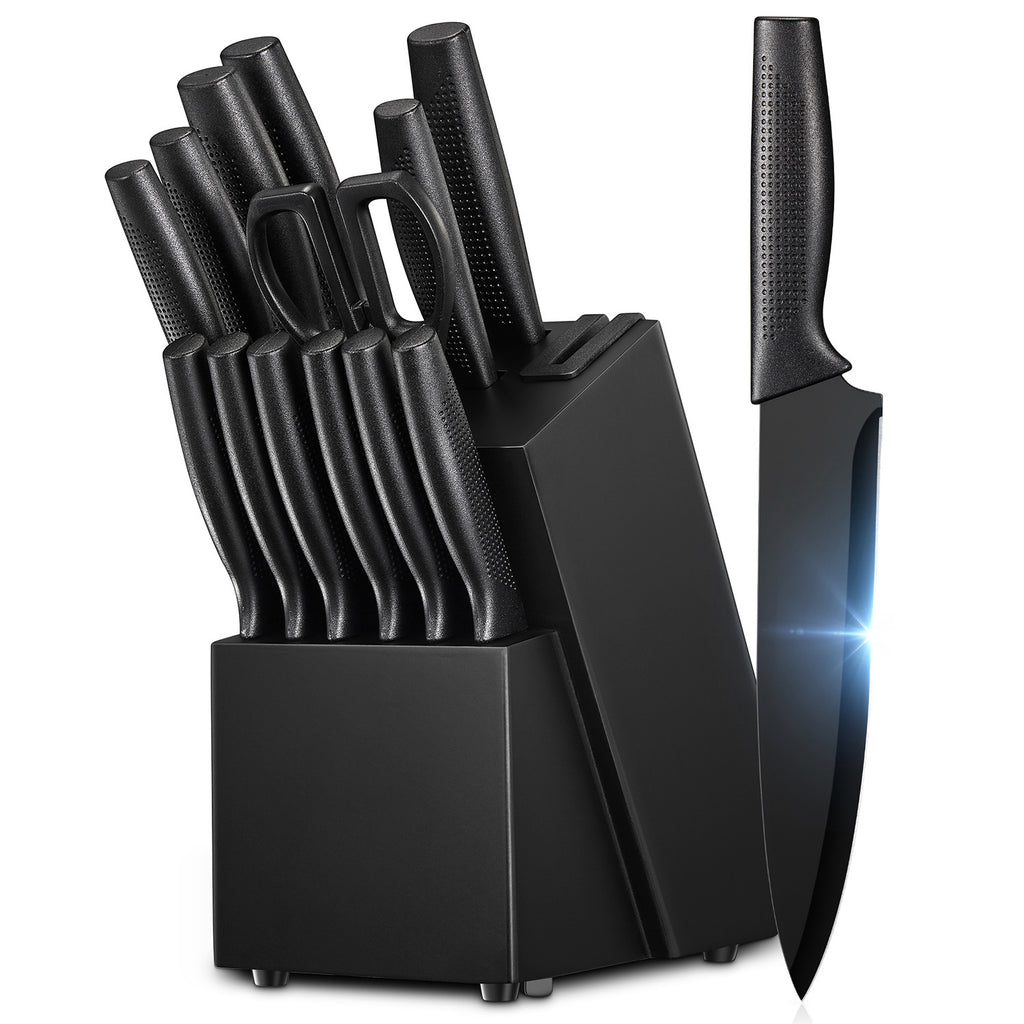 Black Cooking Knife Set with Fruit Knife Small Set or Stainless Steel Kitchen Large Set Options for Slicing, Dicing and Everyday Home Meal Preparation
