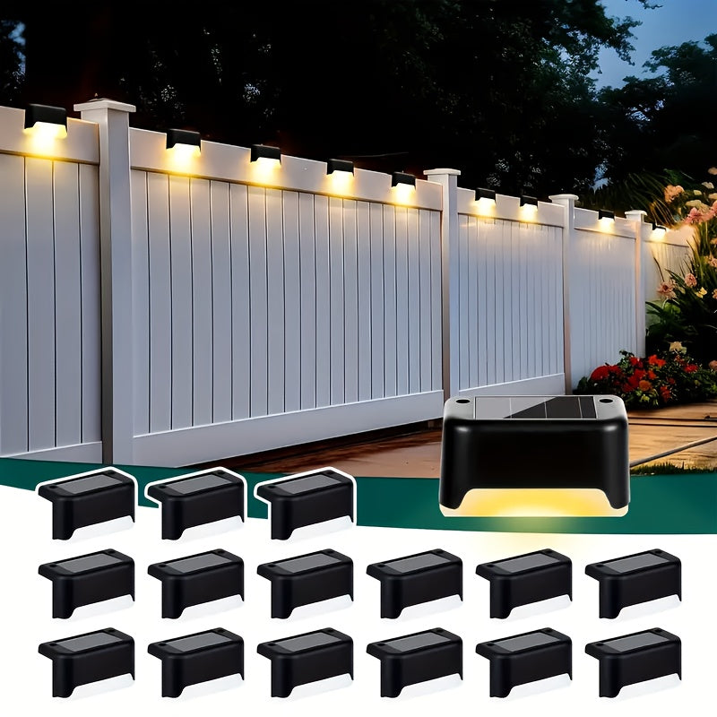 Solar Deck Accent Lights with Automatic Dusk-to-Dawn Switching, 16 or 32 Piece LED Packs in Black, White or Brown for Outdoor Steps, Fences and Patios