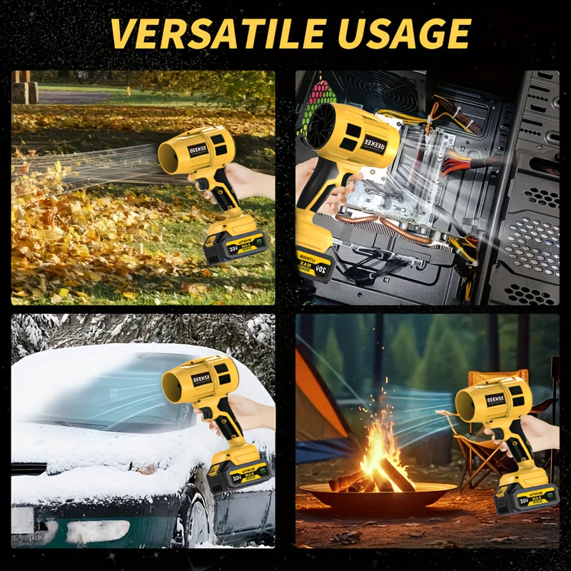 Mini Cordless Air Blower UEEKEE with Listed 30000RPM, Black One-2Ah-Battery Charger Kit or Yellow Two-2Ah-Battery Storage Bag Kit for Leaf and Dust Cleanup