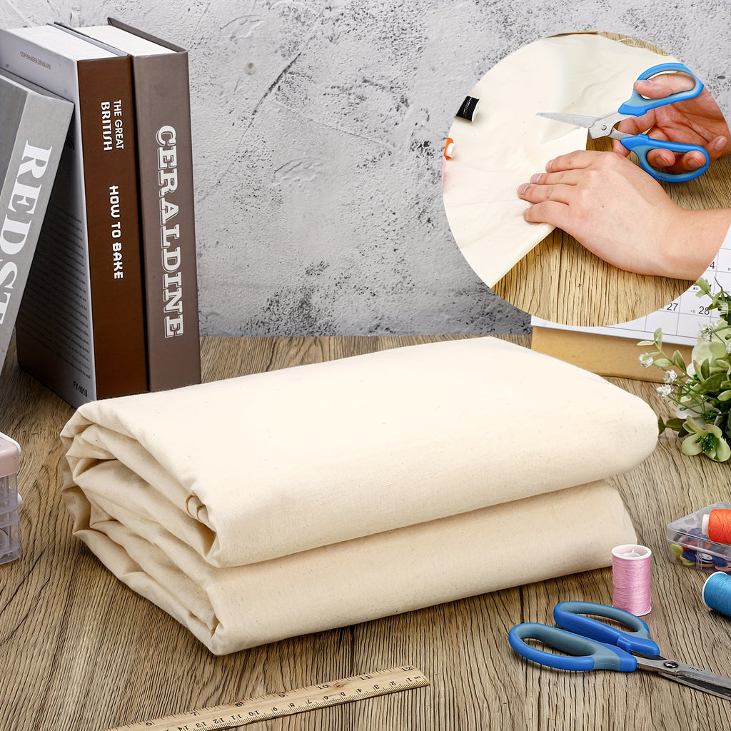 1-Roll 10 Yards X 63 Inches Natural Unbleached/Bleached Cotton Muslin Fabric - Wide Roll Solid Cloth Suitable for Quilting, Sewing, Boho Apparel Making, Backing Material & Fabric for DIY Crafts