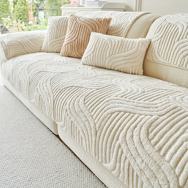 Plush Sofa Cover Panel with Shu Velveteen Texture, Single Machine-Washable Piece in Six Colors with Separate Seat, Backrest and Armrest Options for Living Rooms