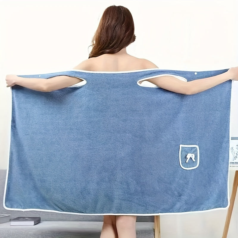 Strapless Bath Towel Wrap with Bow-Knot Closure, 100% Polyester Coral Fleece Fabric, Small and Large Size Options for Adult Bath and Beach Routines