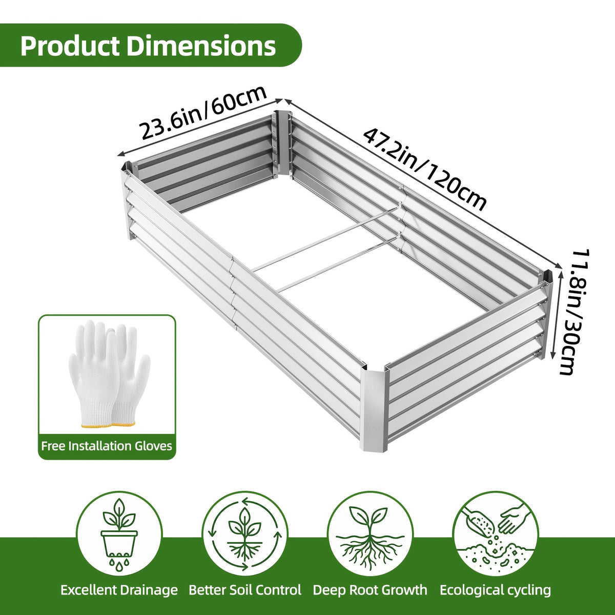 Metal Raised Garden Bed by TOMNK, Galvanized Outdoor Planter in Silvery or Black, One- or Two-Piece Size Options for Vegetables, Herbs and Flowers