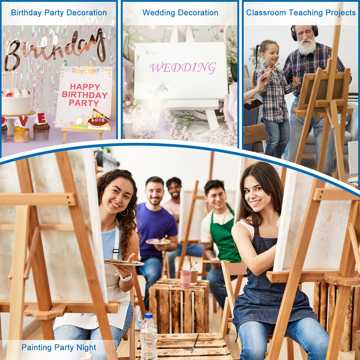 Stretched Canvas Painting Set, White Primed 100% Cotton Art Canvases with Round and Rectangular Pack Options for Acrylic Pouring and Oil Painting