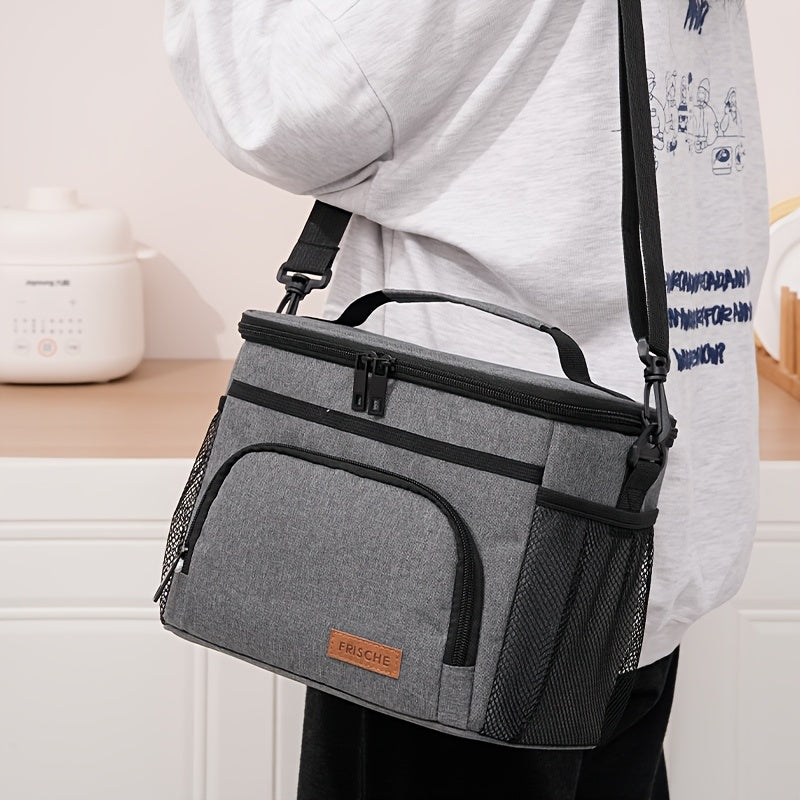 Insulated Lunch Bag with Adjustable Shoulder Strap and Carry Handle for Everyday Meal Transport, Reusable Work Lunch and Picnic Carrier in Three Color Options