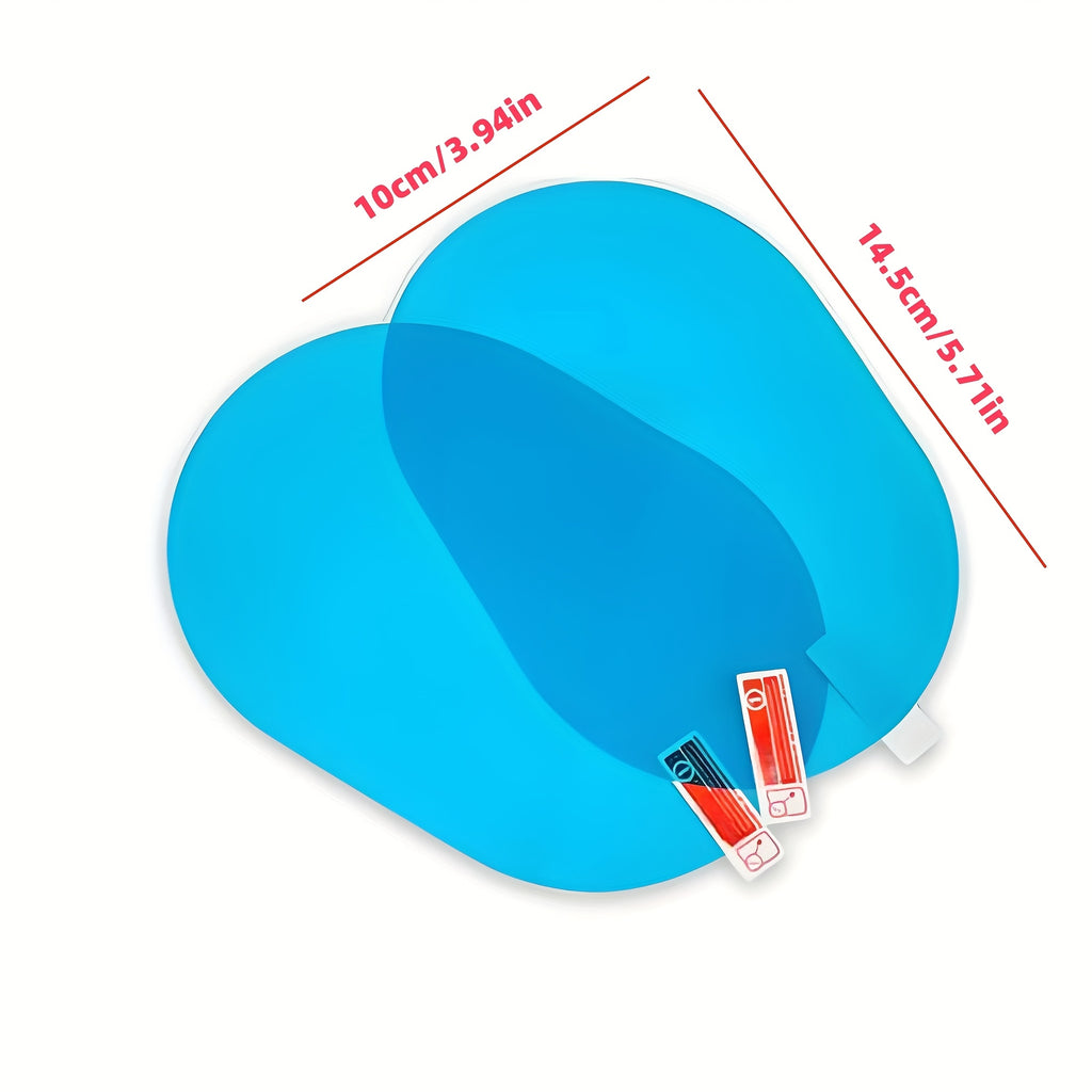 Car Mirror Anti Fog Film for Compatible Vehicle Mirror Surfaces, Four-Piece Two-Pair Set with Hydrophobic Coating Reference for Everyday Mirror Care