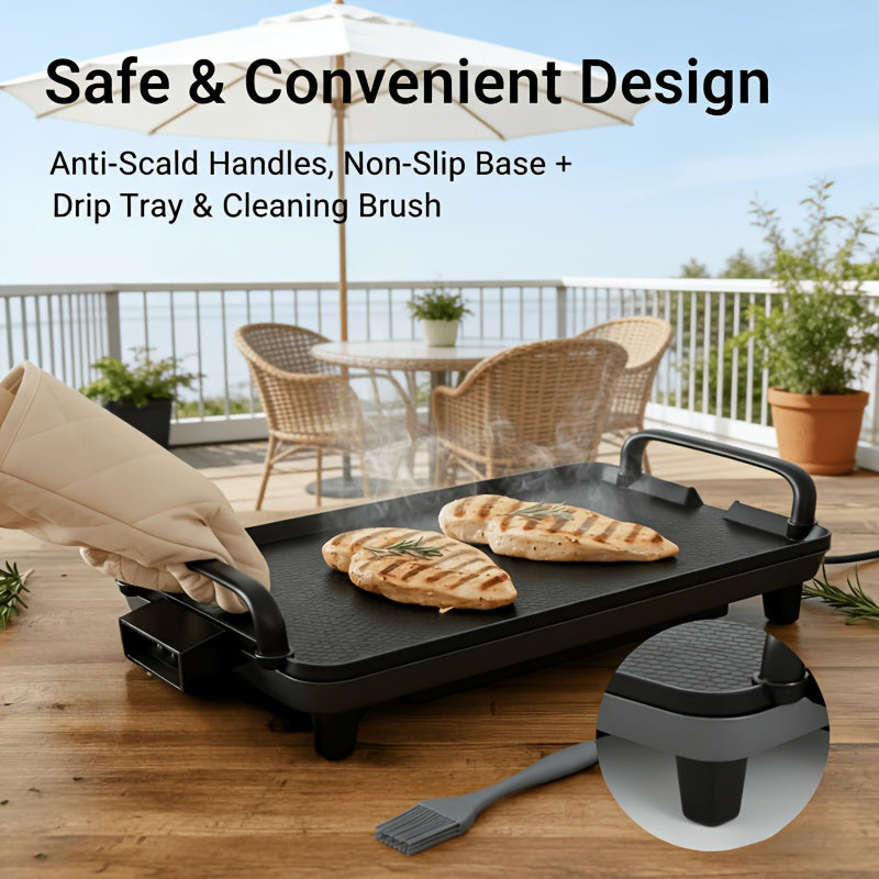 Black Electric Griddle with Nonstick Cooking Surface for Egg and Breakfast Preparation, 15.35 x 8.66 or 22.83 x 10.24 Inch Model Labels for Home Meals