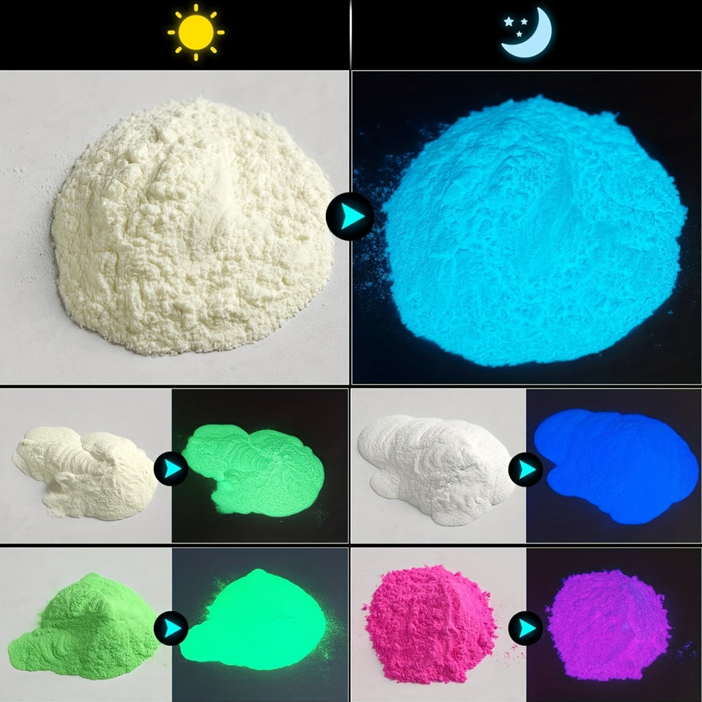 Glow in the Dark Pigment Powder by DEWEL, Strontium Aluminate Craft Colorant in 12 or 18 Color Options for Compatible Epoxy Resin Art and Decorative Projects