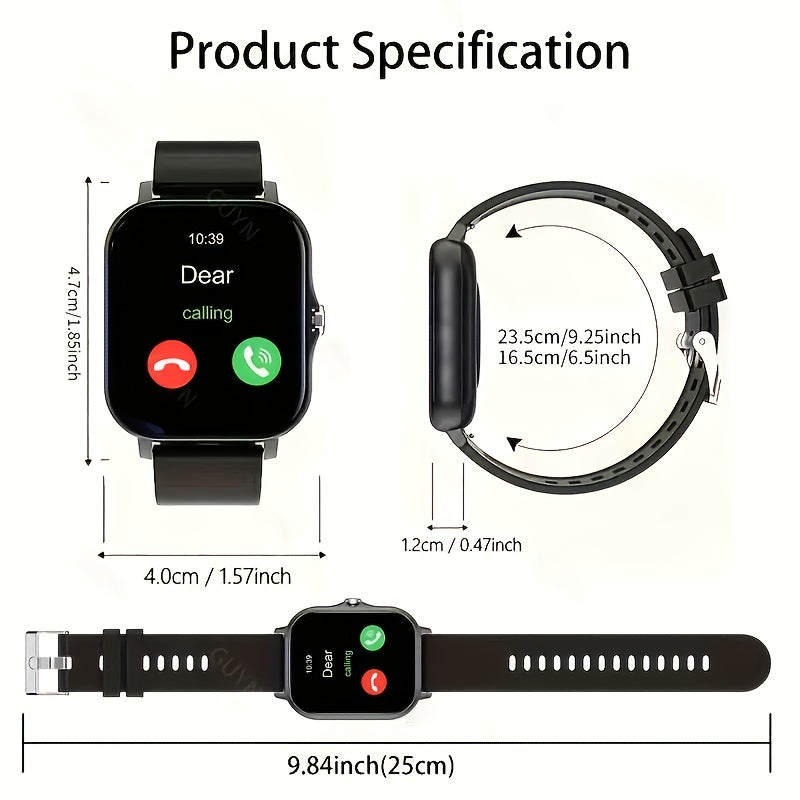 Silvery Touchscreen Smartwatch with 1.83-Inch Display, TPU Strap, USB Rechargeable Design, Multi-Sport Modes and Wireless Call and Message Reminders