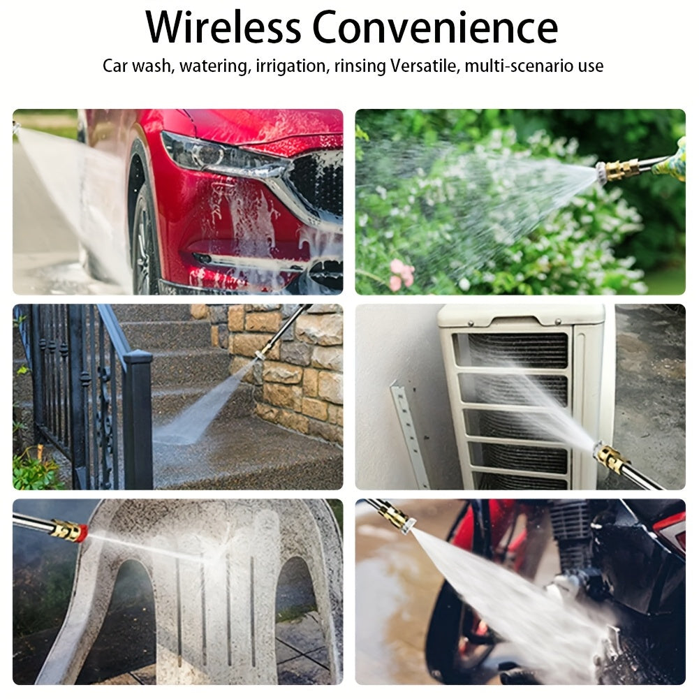 Cordless Pressure Cleaner with Single or Dual Rechargeable Battery Options, Foam Nozzle Reference and Multiple Color Labels for Car Care and Outdoor Cleanup