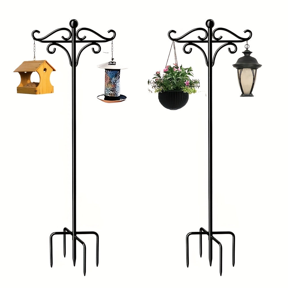 Adjustable Garden Shepherd Hooks RX-MYGF16 with Listed Five-Prong Bases, Two- or Four-Pack Labels for Hanging Bird Feeders, Plant Baskets and Decorative Lanterns
