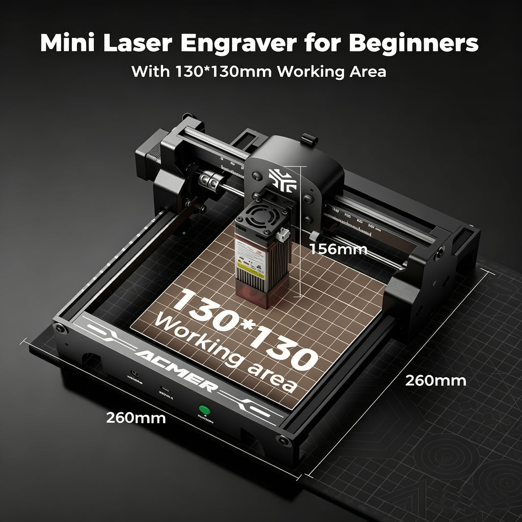 Diode Laser Engraver ACMER S1 2.5W for Adult Craft Projects, Compact Engraving Machine with LightBurn and LaserGRBL Software References
