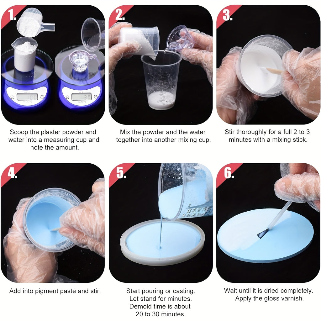 Water-Activated Casting Powder 3000g in White, Plaster-Style Craft Material for Home Art Projects, Decorative Mold Casting and DIY Handmade Gift Designs