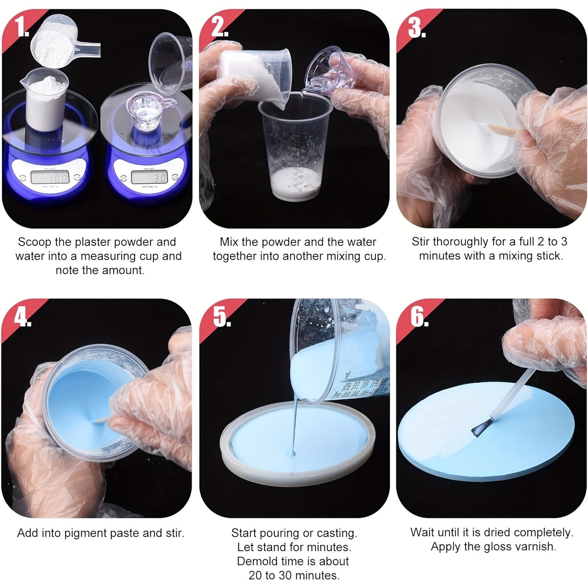 Water-Activated Casting Powder 3000g in White, Plaster-Style Craft Material for Home Art Projects, Decorative Mold Casting and DIY Handmade Gift Designs