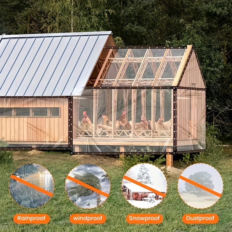Clear Outdoor Tarp with Listed 15mil Thickness and 78.74 × 157.48-Inch Size, Transparent Cover for Suitable Garden, Patio, Porch and Camping Applications