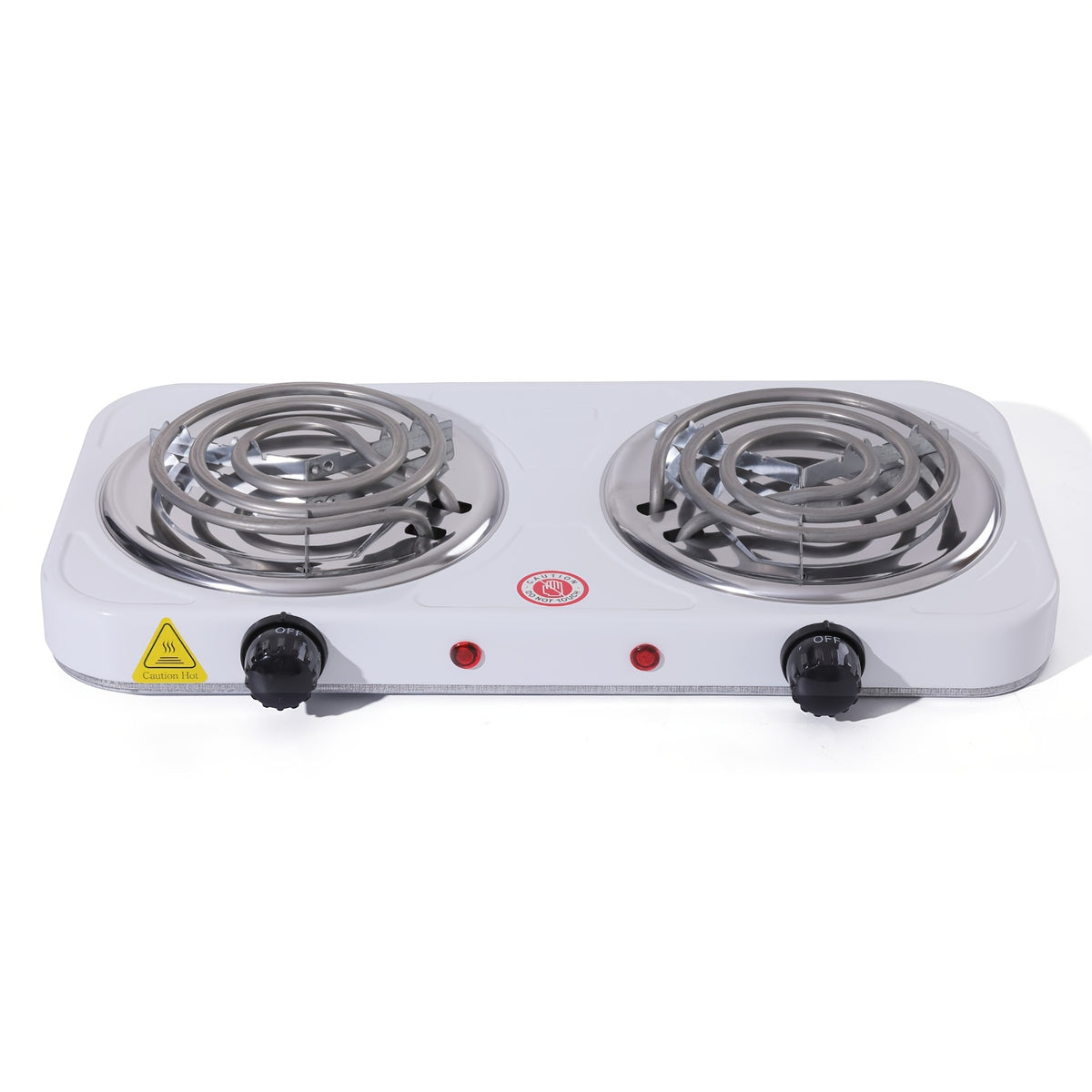 2000W Electric Double Burner Hot Plate, Listed 110V Countertop Stove with Five Adjustable Heat Settings and Black or White Options for Home Kitchen Cooking