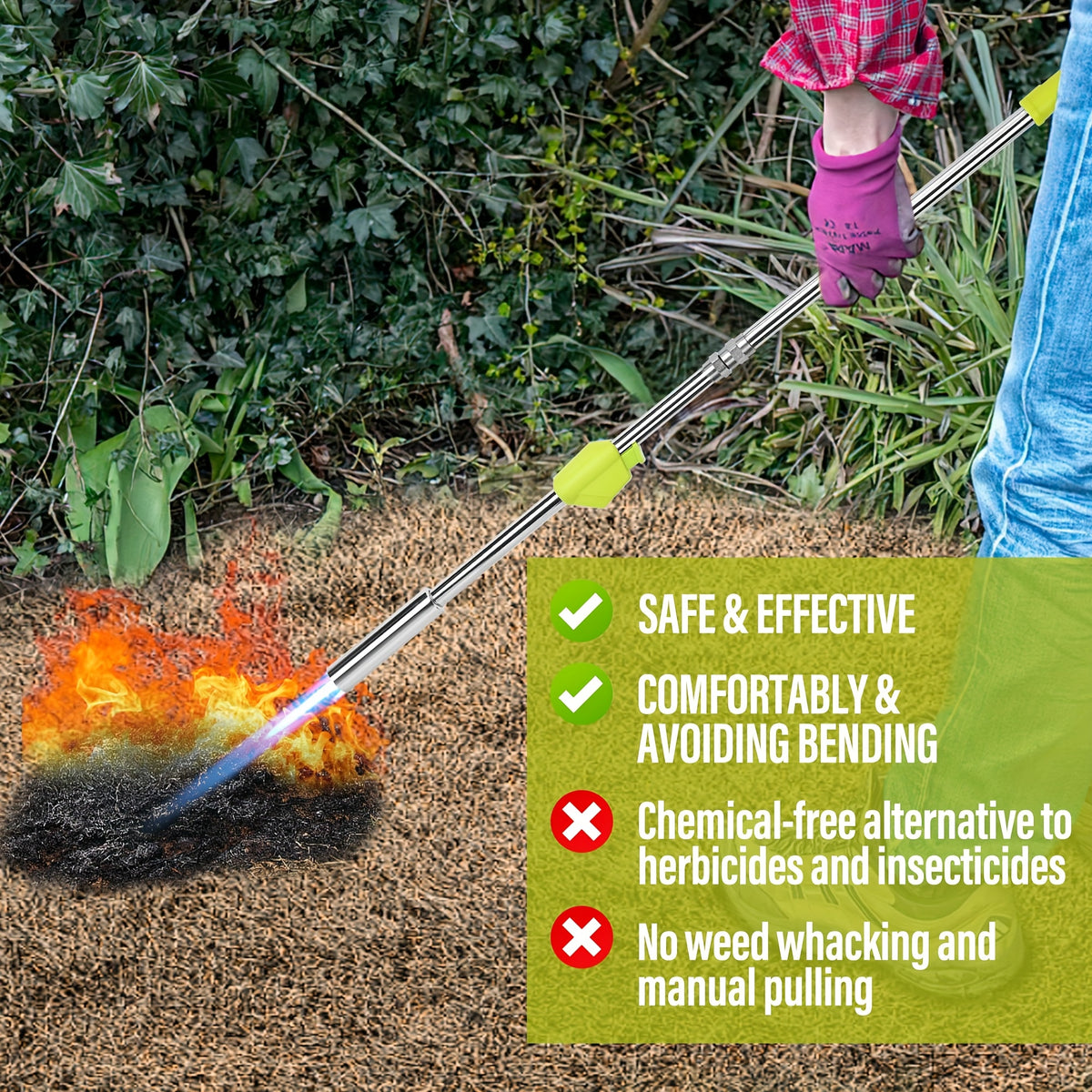 Propane Weed Torch Kit with Tank-Connected Outdoor Burner Model Options, BF-1711, Koman-Q0001 and HD Series for Experienced Adult Yard Maintenance