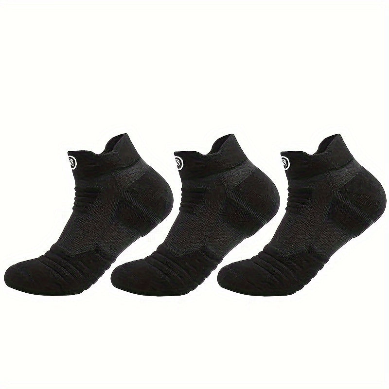 Cushioned Men's Sports Socks 12-Pair Pack with Thick Towel Fabric Soles, Polyester Knit and Six Black, White or Gray Color Options for Active and Casual Wear