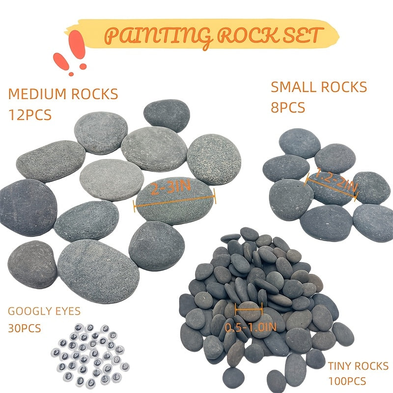 Painting Stones for DIY Rock Art and Decorative Craft Projects with Smooth Flat Stone References, Mixed Size Wording and 150PCS Selection Label