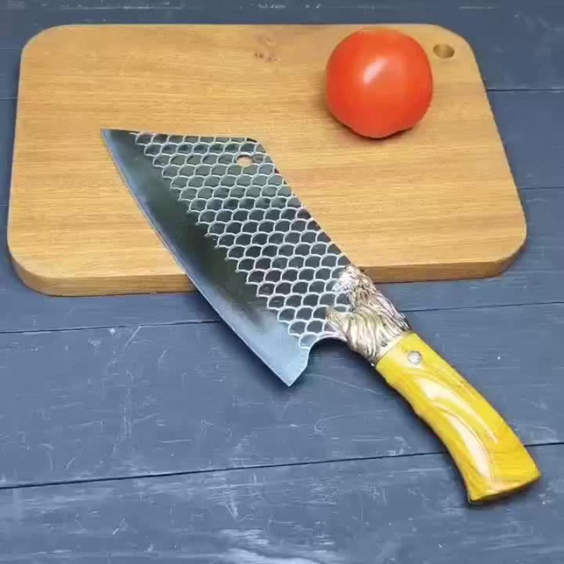 Forged Chef Knife with Listed Ergonomic Handle, Single Multipurpose Kitchen Chopping and Slicing Tool for Home Cooks, Meal Preparation and Cooking Gifts