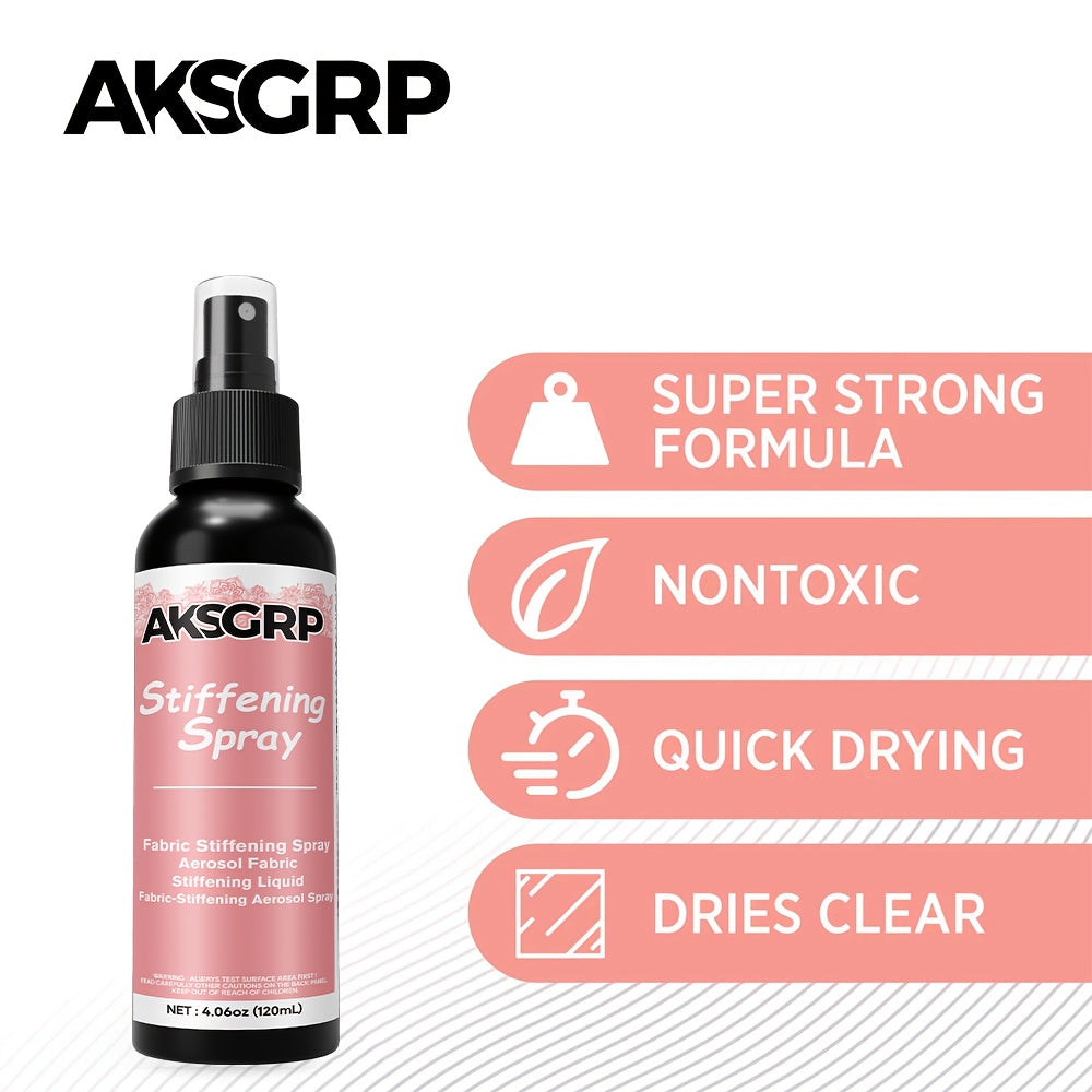 Fabric Stiffener Spray by AKSGRP, Listed Water-Based Formula in 30ml, 50ml or 120ml Pink Bottles for Compatible Hat Shaping, Bags and DIY Textile Craft Projects