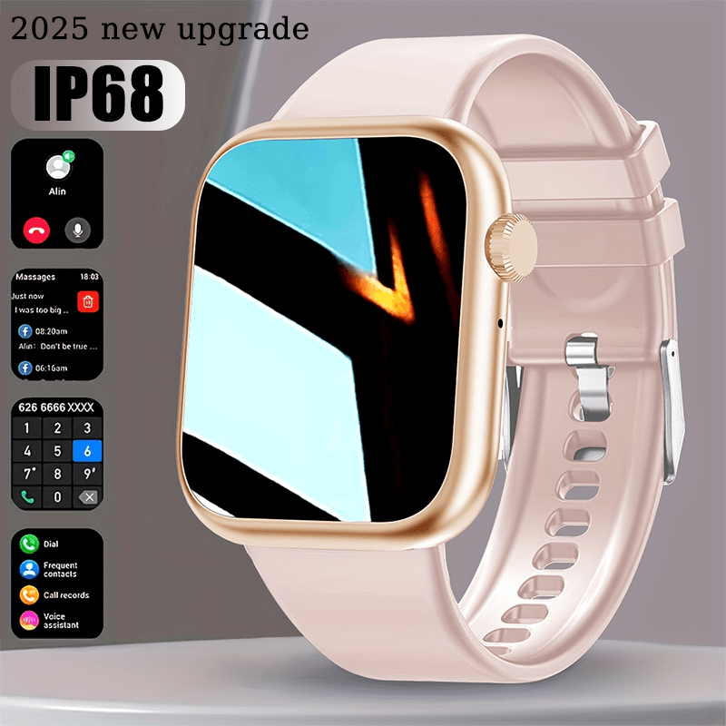 Bluetooth Calling Smartwatch with Listed HD Display, Music Control and Sleep Tracking, IP68-Labeled Blush Pink or Sterling Silver Options for iOS Android