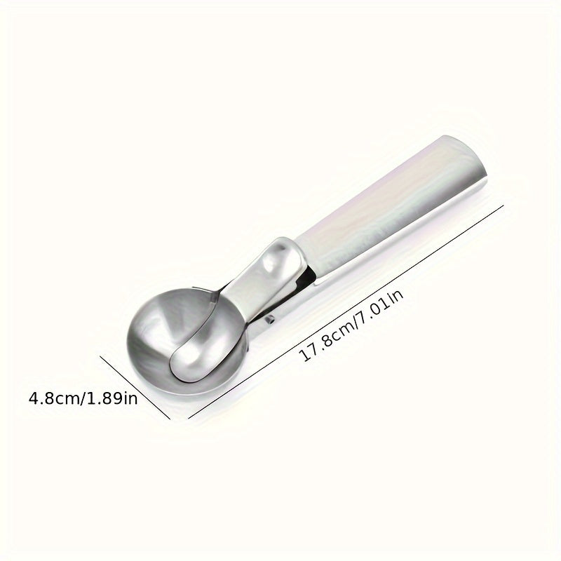 Ice Cream and Fruit Scoop in Stainless Steel, One-Piece Dual-Purpose Manual Serving Utensil for Dessert Bowls, Fruit Preparation and Home Entertaining