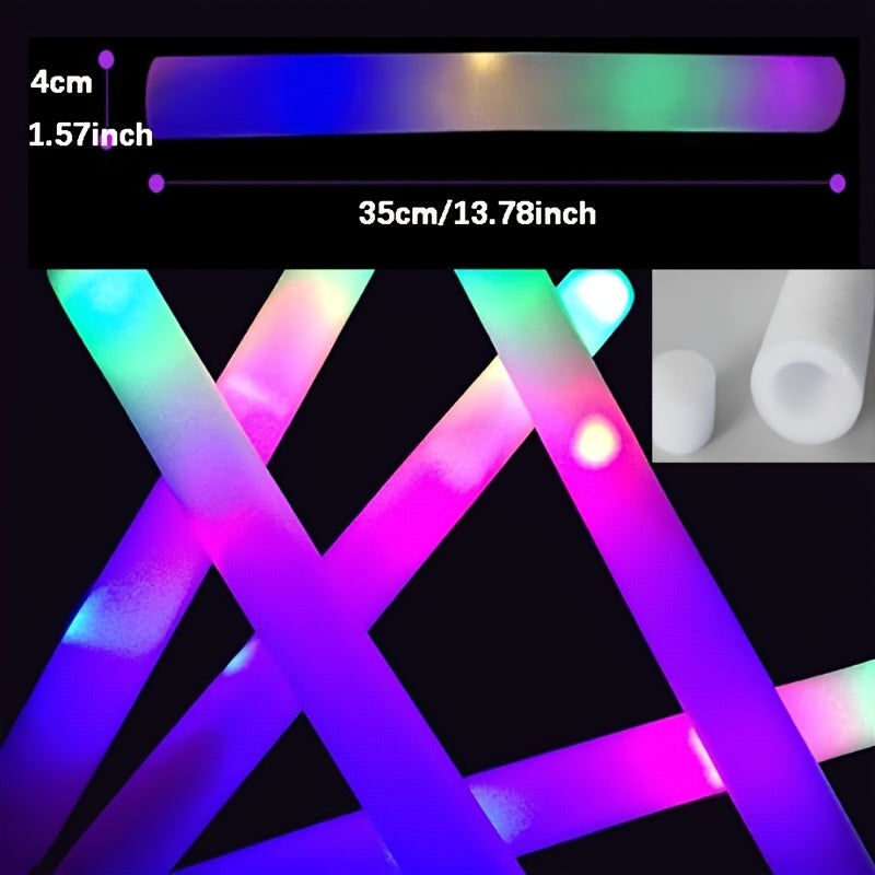 Bulk LED Foam Glow Sticks with Three Listed Flicker Modes, 30 or 50 Piece Party Favor Packs for Weddings, Birthdays, Concerts, Christmas and New Year Celebrations