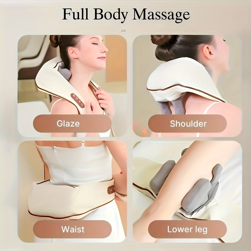 Neck and Shoulder Massager with 8D Hand-Style Kneading, Cordless Rechargeable Design and 10-Minute Auto Shut-Off for Adult Home Relaxation, Black or Beige