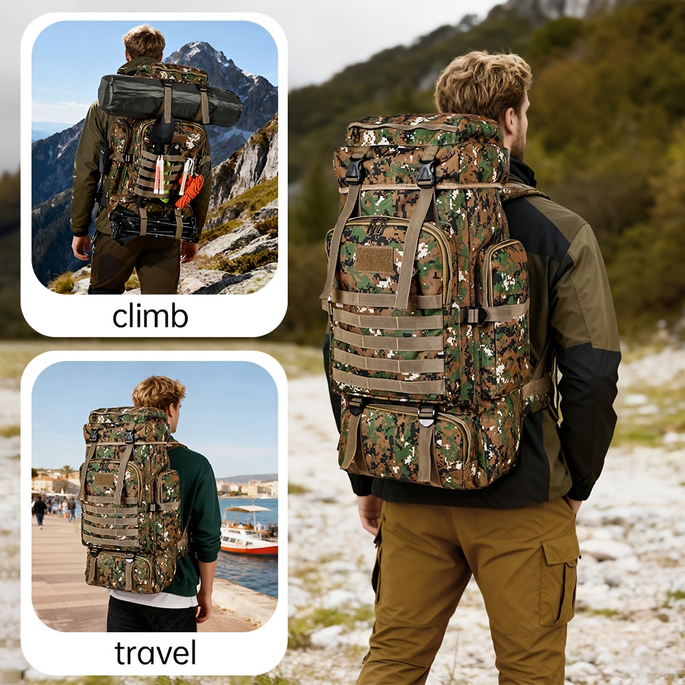 MOLLE Tactical Hiking Backpack with Multiple Compartments, Listed Two-Piece Set for Outdoor Gear Organization, Camping, Trekking and Adventure Travel