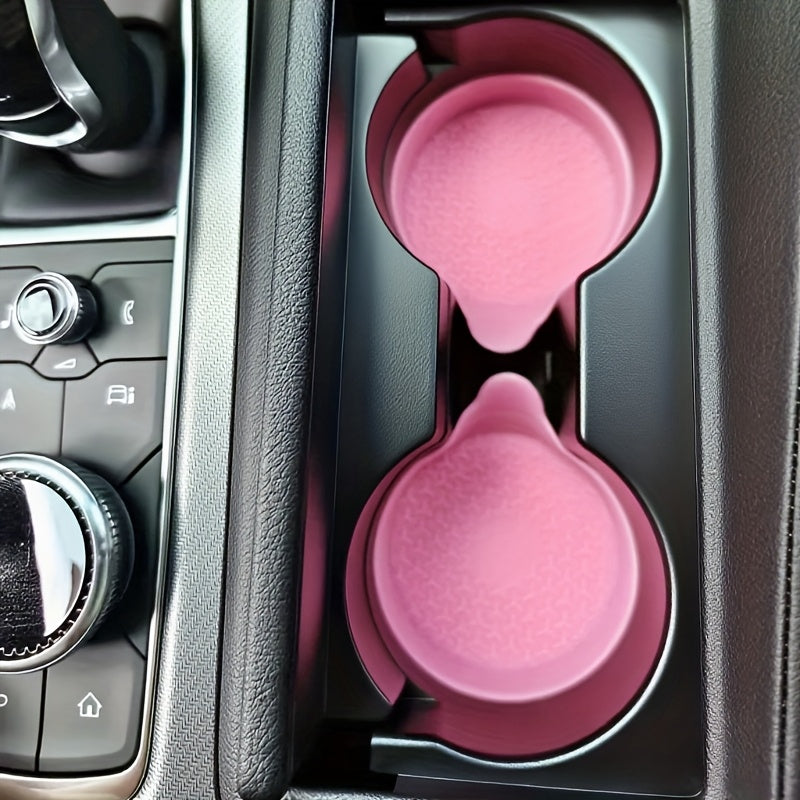 Silicone Car Cup Holder Coasters in Two- or Four-Piece Options, Anti-Slip Cup Mats with Multiple Colors and Selected Glow-in-the-Dark Accessory Bundles