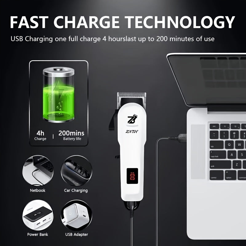 LCD Hair Clipper with Listed USB Charging and Stainless Steel Blades, Upgraded Single Clipper or Three-in-One Electric Razor and Shaver Kit for Home Grooming