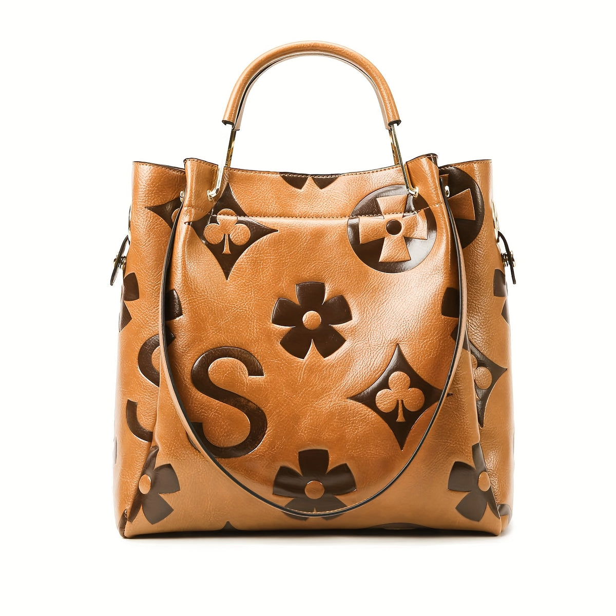 Flower Embossed Handbag, Classic Satchel Bag for Work and Everyday Outfits with Nine Color Options for Office Style and Casual Outings