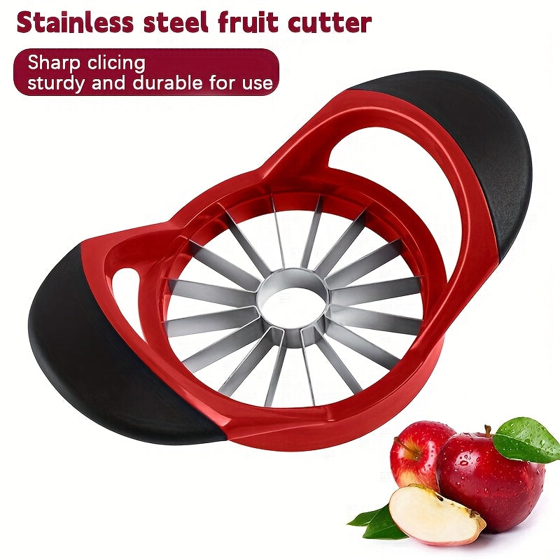 Apple Slicer and Corer in Red, Manual Fruit Cutting Tool for Compatible Apples and Pears, Kitchen Prep Accessory for Snacks and Family Fruit Platters