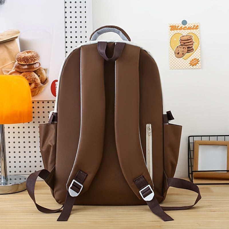 Student Backpack Set of 5 in Solid Colors with Listed Handbag, Coin Purse, Crossbody Bag and Pencil Case for Teen Back-to-School and Everyday Carry