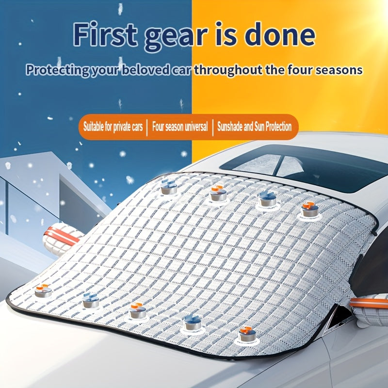 Magnetic Windshield Snow Cover for Parked Cars, Front Window Sunshade and Snow Cover with All-Season Style for Seasonal Outdoor Parking